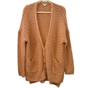 Bar III XL Pink Mauve Chunky Knit Oversized V-Neck Longline Cardigan Sweater